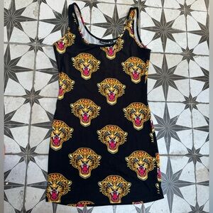 Sourpuss leopard cat punk rockabilly stretchy mini dress